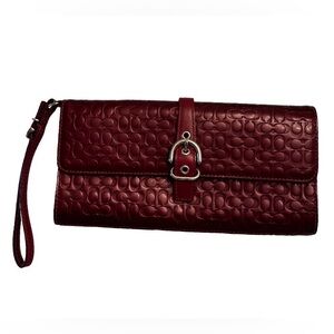 Coach Leather Wristlet Clutch - Burgundy